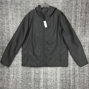 Banana Republic Men's L Black Hooded Polyester Shell Lining Xip Rain Jacket NEW